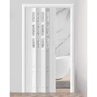 ZIMGOD Falttür Innentüren PVC-Innenfalttür 60 76 84 94 104 170 203 cm Breit, Weiße Schiebetür mit Acrylfenster und Griff, Falttür für Badezimmer(68x80in (172.5x203cm))