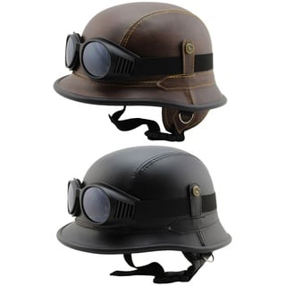 Motorrad Schutzhaube Kappe, Army Chopper, Moped, Mofa Helm, Leder Optik Schwarz, Gr.L Wehrmacht