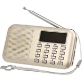 Y-896 Mini-FM-Radio, tragbares Radio, Hi-Fi-Klangqualität, 2-Zoll-Bildschirm, unterstützt USB-Laufwerk/TF-Karte/AUX-IN/Kopfhörerausgang, Gold