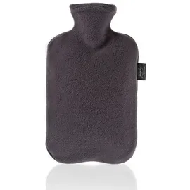 Fashy Wärmflasche 6530, 2 Liter, anthrazit, aus PVC, mit abnehmbarem Fleecebezug