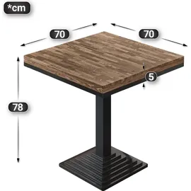 GGM Möbel Bistro Massiv Tisch 70 x 70 x 81 cm Walnuß/Schwarz