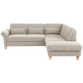 Home Affaire Ecksofa HOME AFFAIRE "Palace L-Form", beige (natur), B:259cm H:89cm T:225cm, Struktur fein (100% Polyester);Struktur (100% Polyester);Luxus-Microfaser Lederoptik (100% Polyester), Sofas, Ecksofa, incl.