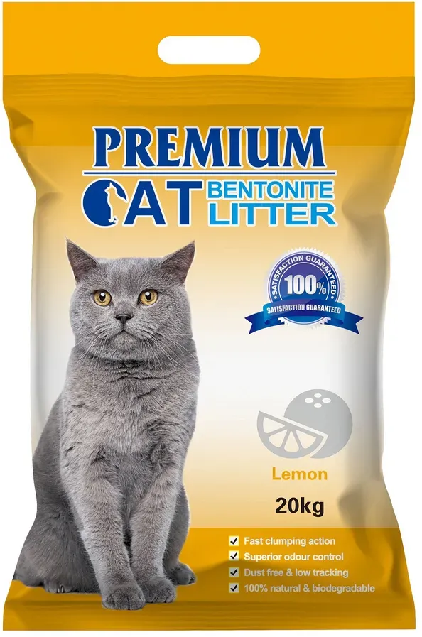 Premium-Katzenklumpstreu aus Bentonit - Zitrone für Katzen 20kg