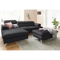 Cotta »Caluso«, (2 tlg.), Set: bestehend aus Ecksofa, Hocker, Ecksofa inkl. Kopfteilverstellung schwarz