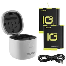 TELESIN Wasserdichtes 3-Fach-Ladegerät Allin box GoPro Hero 9 / 10 + 2 Akkus Gp-btr-905-gy-b