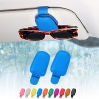 quipuda 2 Pack Brillenhalter für Auto Sonnenblende,Echt Leder Auto Visier Zubehör Sonnenbrillen Halterung Magnetische Sonnenbrillenhalter Ticket Clip(Blau)