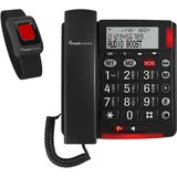 Amplicomms BigTel 50 Alarm Plus Schnurgebundenes Seniorentelefon für Hörgeräte kompatibel, inkl. Notrufsender, Wahlwiederholung
