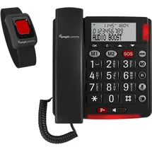 Amplicomms BigTel 50 Alarm Plus Schnurgebundenes Seniorentelefon für Hörgeräte kompatibel, inkl. Notrufsender, Wahlwiederholung