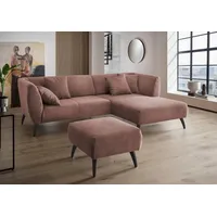 INOSIGN Ecksofa Colori Polstermöbel mit zeitlos eleganter Rückenführung. L-Form, Holzfußfarbe wählbar, inkl. 4x Zierkissen rosa