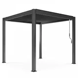 Oviala Pergola, Grau, Metall, Quadratisch, 300x250x300 cm, Sonnen- & Sichtschutz, Pavillons & Pergolas