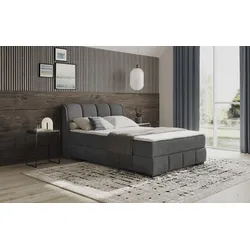Boxbett MR. COUCH "Bethany mit Bettkasten, inkl. Matratze", grau (aqua clean pascha 214 anthrazit), B:156cm L:223cm, Polyester, Baumwolle, Komplettbetten, Topper und Zierkissen, in verschiedenen Härtegraden verfügbar
