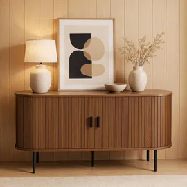 Möbilia Sideboard 140 x 76 x 40 cm Walnuss / Schwarz