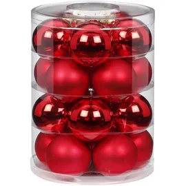 Inge‘s Christmas Decor MAGIC Weihnachtskugeln Glas 6cm 20 STK. Christbaumkugeln Farbe: Rot Glanz/matt