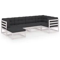 vidaXL Garten-Lounge-Set 6-tlg. Kiefer weiß