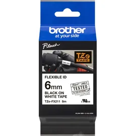 Brother TZE-FX211 6mm schwarz auf weiß
