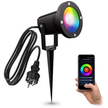 linovum CARI Erdspieß Gartenstrahler mit RGBW Smart LED GU10 - kompatibel mit Alexa & Google Home WLAN App - 2m Kabel mit Stecker