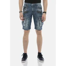 Cipo & Baxx "Bermuda & Short", Herren, Gr. 32, Normalgrößen, blau, 98% Baumwolle, 2% Elasthan, unifarben, regular fit kurz, Jeans, aus Baumwollmix