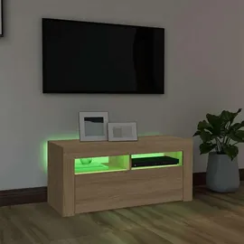 vidaXL TV-Schrank mit LED-Leuchten 90x35x40 cm Braun Holz