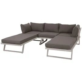 Möbilia Sitzgruppe Ecksofa Couchtisch grau/dunkelgrau