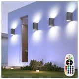 ETC Shop 4er Set RGB LED ALU Up Down Wand Leuchten Fassaden Terrassen Außen Lampen dimmbar Fernbedienung