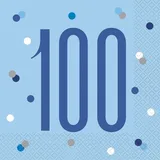 Unique 16 Servietten blau - Zahl 100