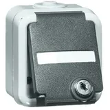 Peha - Steckdose SCHUKO, grau Beschriftungsfeld, abschliessbar