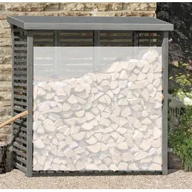 Delta Gartenholz Kaminholzregal Flammo L Holz 208 x 75 x 200 cm mit Rückwand Grau