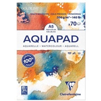 Quo Vadis Aquarellblock Goldline Aquapad A5 geleimt, 70 Blatt weiß 300g, mittlere Körnung