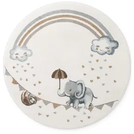 Villeroy & Boch Walk like an Elephant Rainbow Teppich Kinderteppich Ø 160 cm Weiß/Mulitfarben