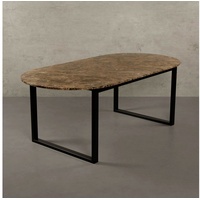MAGNA Atelier Esstisch BERGEN OVAL mit Marmor Tischplatte, ovaler Marmor Esstisch, Metallgestell, 200x100x75cm braun