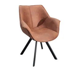 riess-ambiente Stuhl THE DUTCH RETRO - antik braun mit Armlehne Metallbeine Microfaser pflegeleicht