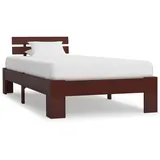 vidaXL Kiefernholz Massiv Bettgestell Holzbett Futonbett Einzelbett Massivholz Bett Bettrahmen Lattenrost Schlafzimmerbett 100x200cm Dunkelbraun