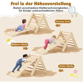Costway Kletterbogen 4 in 1 mit Rutsche Grau/Naturbelassen