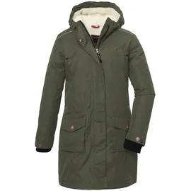 KILLTEC Mädchen Funktionsmantel mit abknöpfbarer Kapuze/Mantel ist wasserdicht KOW 142 GRLS CT, dunkeloliv, 128, 39885-000