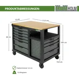 Baumarktplus Werkstattwagen Jumbo XXL unbestückt 11 Schubladen Stahl Anthrazit beidseitig nutzbar Hartholzplatte
