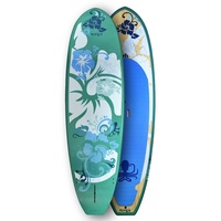 Runga-Boards SUP-Board Puaawai BLUE EPX WOOD ON THE TOP Hard Board Stand Up, Allround, (Set 9.5, Inkl. coiled leash & 3-tlg. Finnen-Set) 9.5 - 286.00 cm