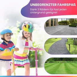 fun pro ONE Deluxe Kinder Roller – 3 Räder, 3-6 Jahre, Klappbar & Höhenverstellbar, LED-Räder, Schwerkraftlenkung, bis 50 kg, Scooter Kinder, ... - Rosa
