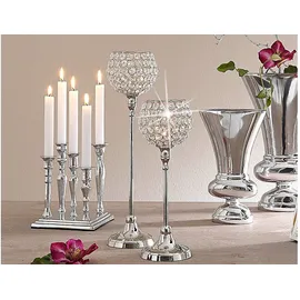 Home Affaire Teelichthalter Kristall Aluminium Silber