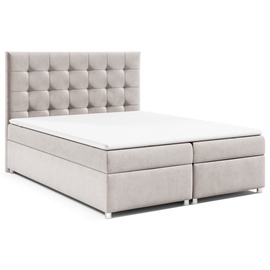 Best For Home Boxspringbett mit Bettkasten Trinity K-12 Bonellfederkern inkl. Topper 200x200 Creme