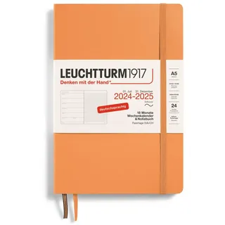 Leuchtturm1917 370622 Wochenkalender & Notizbuch Medium A5 Softcover Apricot,