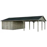 Palmako Garage Roger 19,0 + 33,2 m2 - 44 mm - mit Holztor - grau