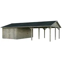 Palmako Garage Roger 19,0 + 33,2 m2 - 44 mm - mit Holztor - grau