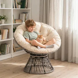 Outsunny Papasansessel Korbsessel 87 x 97 x 90 cm beige