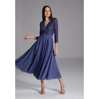 SWING Cocktailkleid Taillierter Schnitt mit ausgestelltem Rockteil blau 40