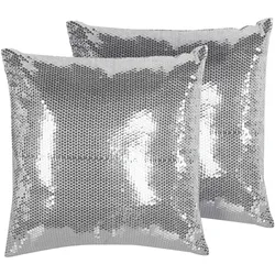 Kissen 2er Set ASTER 45 x 45 cm Kein Muster Silber