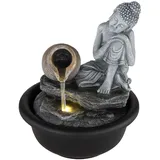 GLOBO Zimmerbrunnen Buddha Wasserfall Springbrunnen Deko LED-Licht H 19 cm Grau