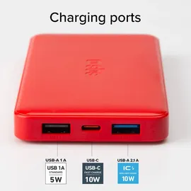 SBS Ttbb10000fastr Powerbank fast charge mit 10000 mAh und 2 USB Red