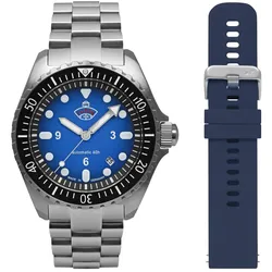 Automatikuhr RUHLA "NVA Kommando Minentaucher", silber (silberfarben), Armbanduhren, Herren, Armbanduhr, Herrenuhr, Datum, Saphirglas, Made in Germany