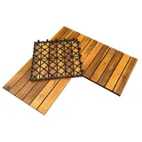 BURI Holzfliesen 6m2 x BURI® Holzfliesen 30x30 Akazienholz Holz Terrassenfliesen Garten braun
