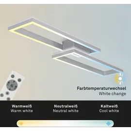 Briloner Leuchten - Deckenlampe RGB, Backlight Deckenleuchte LED, Dimmbar, Farbtemperatur einstellbar, LED Frame RGB, Fernbedienung, Aluminiumfarbig
